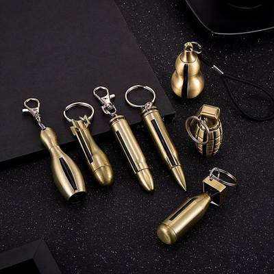 Metal small match lighter multi-function keychain multiple burning matches