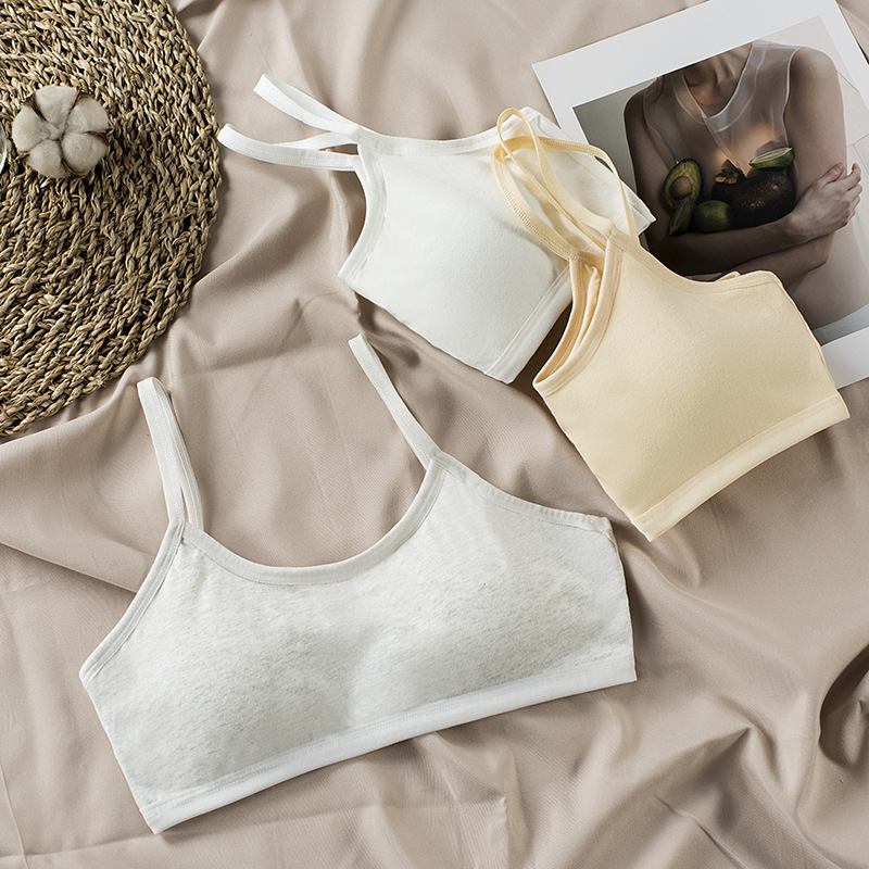 Girls underwear development period without steel ring wrapped chest strap fixed integrated chest pad junior high school students underwear wholesale