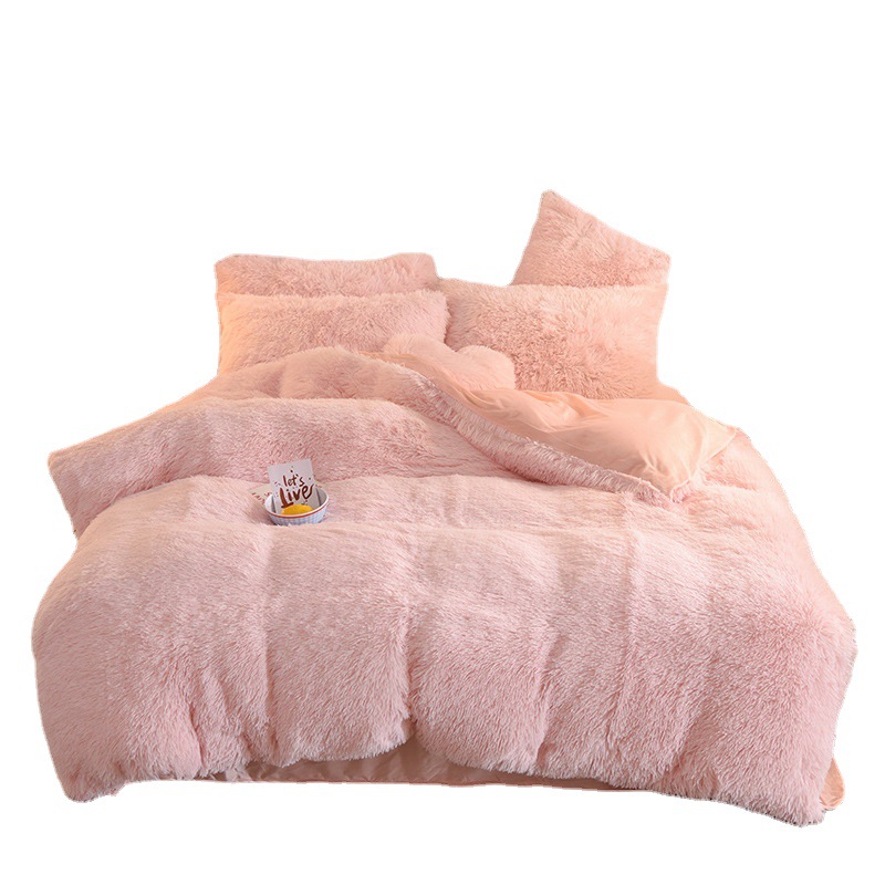 Foreign trade plush plush plush AliExpress Amazon thick warm mink velvet four-piece crystal velvet three-piece set