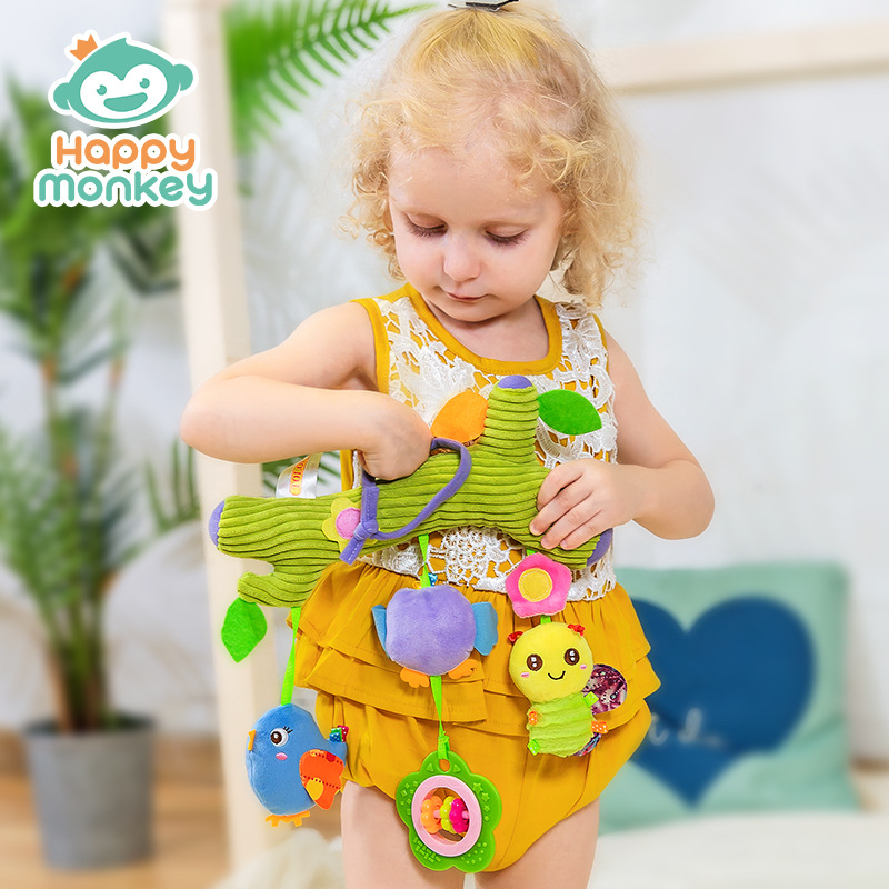 Happy monkey stroller pendant rattle baby safety seat toy bed hanging octopus factory wholesale