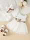 Cross-border INS baby girls' summer waist flower vest mesh dress coat hair accessories fashion