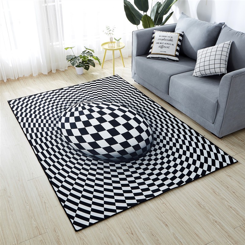 Factory direct cross-border trap visual carpet living room bedroom coffee table mat 3D geometric three-dimensional illusion