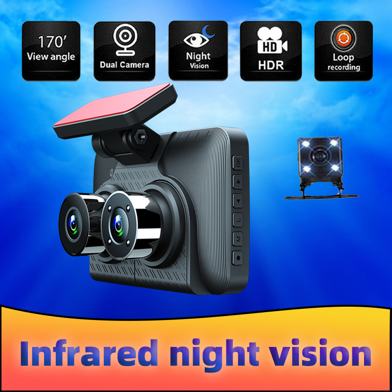 3Lens 4inch Driving Recorder Hd 1080P Infrared Night Vision Reversing Image Cross-Border Amazon