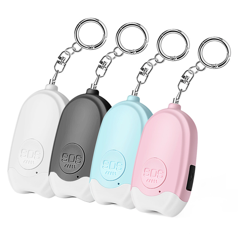 Cross-border USB self-defense alarm outdoor flashlight pull ring anti-wolf USB charging 130 decibel alarm