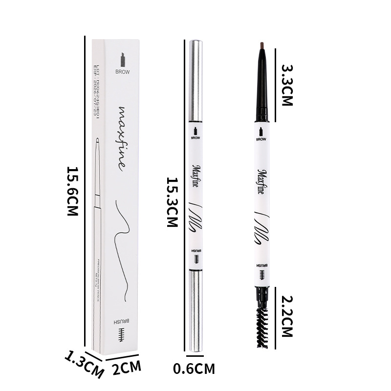Cross-border makeup MAXFINE double-headed extremely fine eyebrow pencil wholesale logo-free waterproof non-smudging hard lead foreign trade