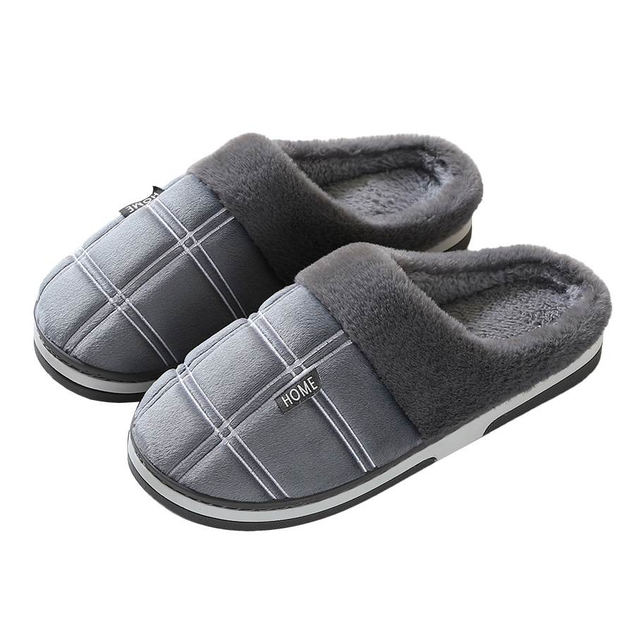 Cross-border foreign trade 2024 new extra-large cotton winter non-slip home suede slippers men's warm thick-soled indoor