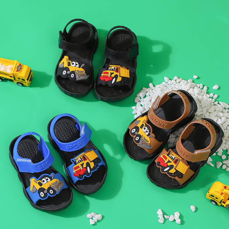 Soil car children's sandals men's baby Summer new cartoon toddler shoes infant non-slip soft bottom beach shoes