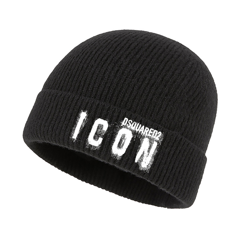 Cross-border supply DSQ2 cold-proof black hat men's autumn and winter knitted hat winter warm tide hat cold hat wool hat