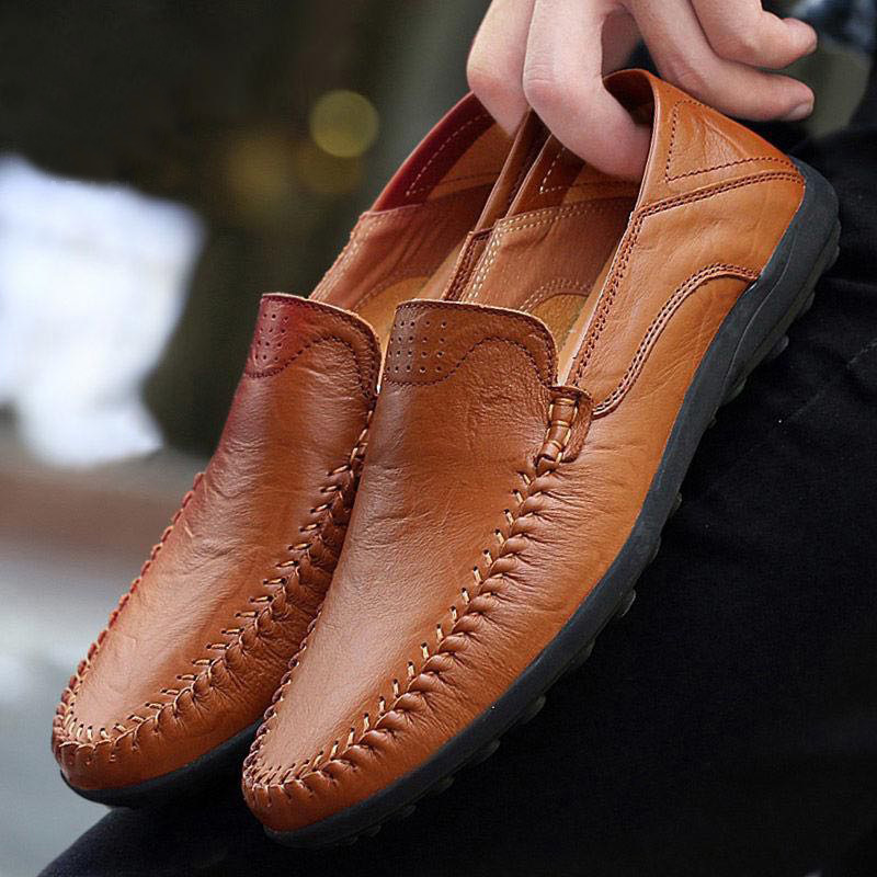 Men's Leather Shoes Autumn New Casual Leather Shoes Men's British Business Leather Shoes Korean Fashionable Youth Shoes Driving Shoes