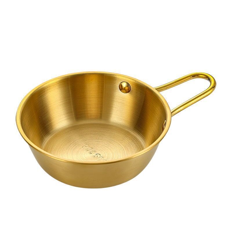 Korean rice wine bowl 304 stainless steel rice bowl household dipping bowl handle bowl cooking bowl Golden barbecue seasoning Bowl