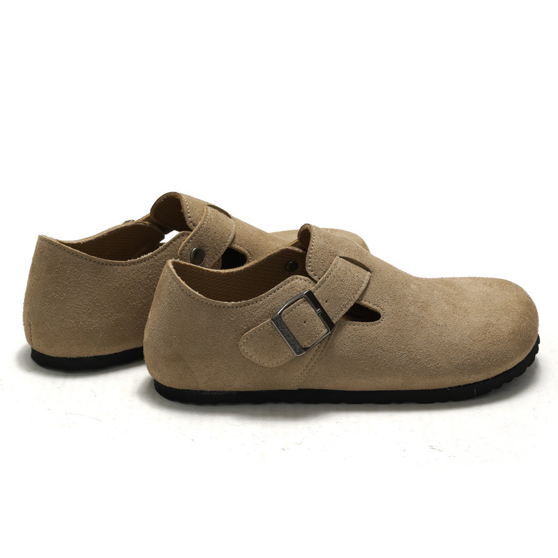 RUIZUSTOCK RUIZUSTOCK Autumn and Winter Women's Cork Casual Shoes Men's Neutral Toe Leather Shoes Single-layer Shoes Frosted