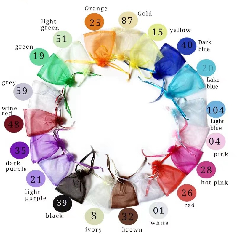 in stock wholesale plain organza bag drawstring girdle gift bag jewelry candy packaging bag transparent mesh bag