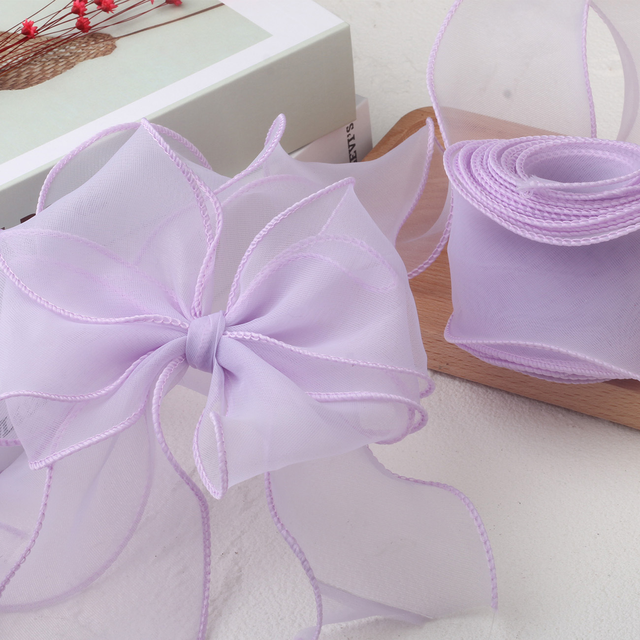 Spot 6cm fishtail yarn ribbon bouquet flower jewelry shoes flower bow lotus leaf ribbon organza ribbon