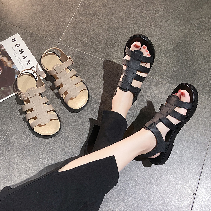 Sandals Women's 2021 New Summer Woven Soft-soled Shoes Casual Simple Hollow Wedge Fairy Roman Shoes