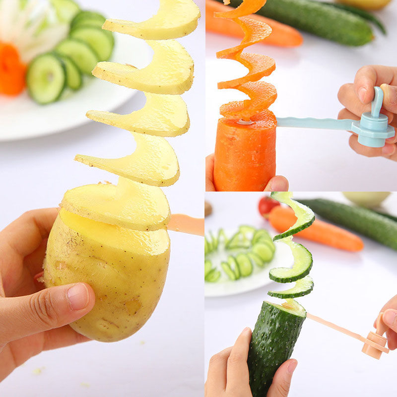 Magic vegetable curler creative lazy spiral cutting cucumber artifact whirlwind potato slicer rotating potato tower knife