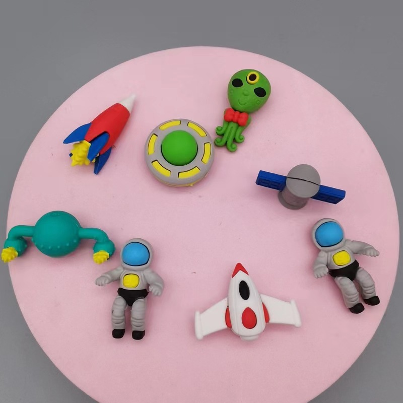Cartoon creative rubber spaceman spacecraft alien UFO rocket shape eraser student prize gift