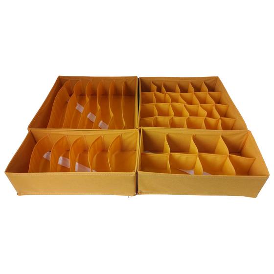 Foldable Mesh Underwear Storage Box Socks Bra Underwear Drawer Type Divided Storage Finishing Box Four-piece Set
