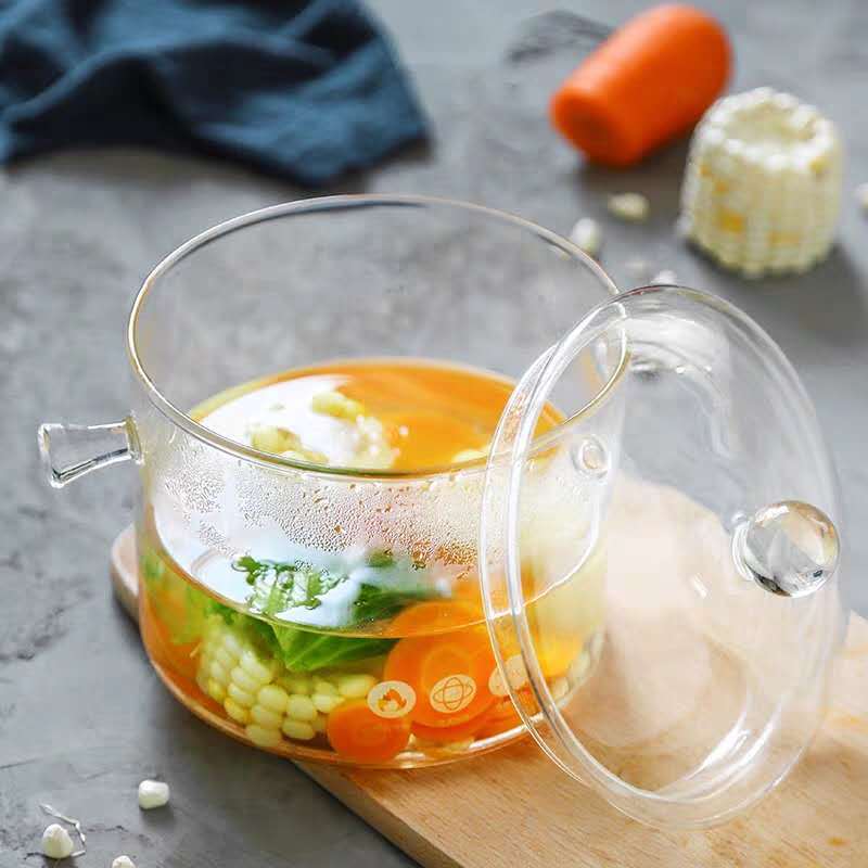 Factory wholesale transparent glass double-ear soup stew pot with lid double handle multi-style Bird's Nest instant noodle pot soup pot