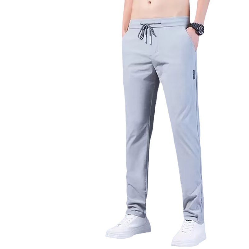 Spring and Autumn loose cropped pants straight men's fashion fashion brand casual pants sports pants solid color micro elastic youth flow