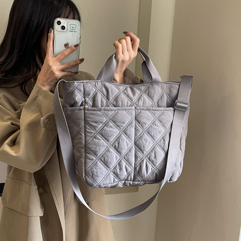 特包菱格刺繍糸ショルダーバッグ大容量ナイロン布バッグ女子学生授業斜めショルダーバッグ通勤ハンドバッグ|undefined
