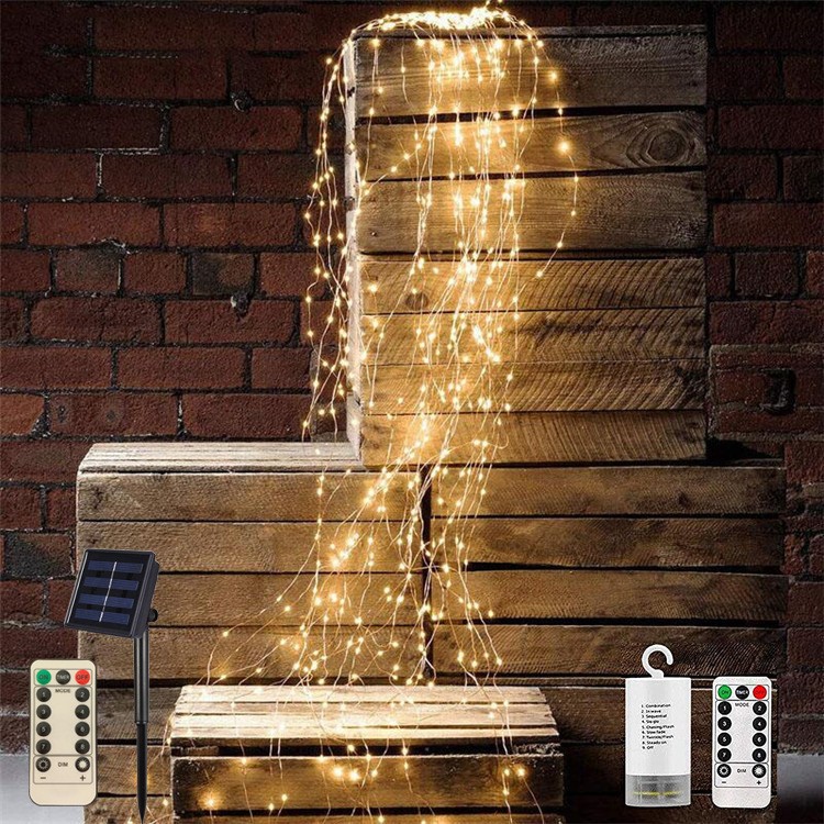Solar light string tree Vine light copper wire light string outdoor waterproof waterfall Christmas horse tail light spray light LED lights