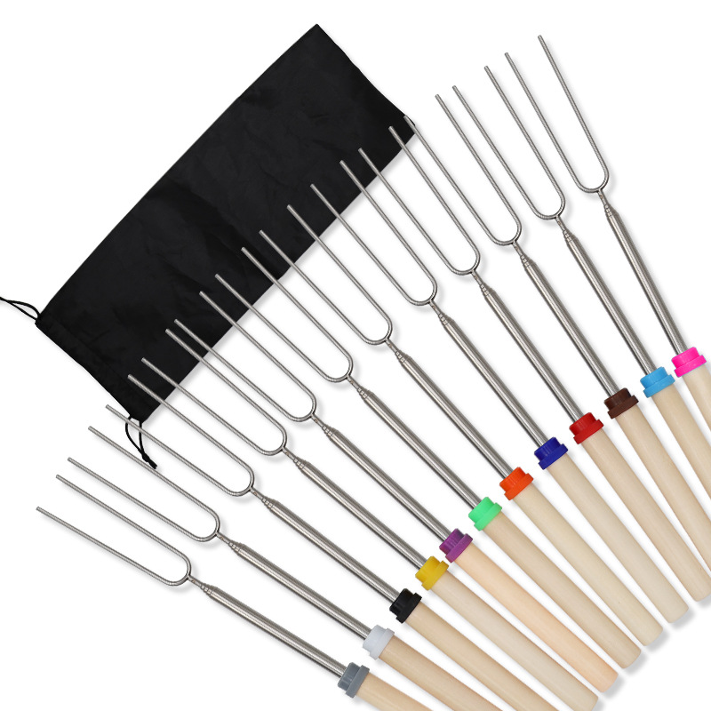 Amazon Hot Sale Stainless Steel Retractable BBQ Outdoor BBQ Roasted Sticks Chicken Wings Live Legs Marshmallow Lolly Needle