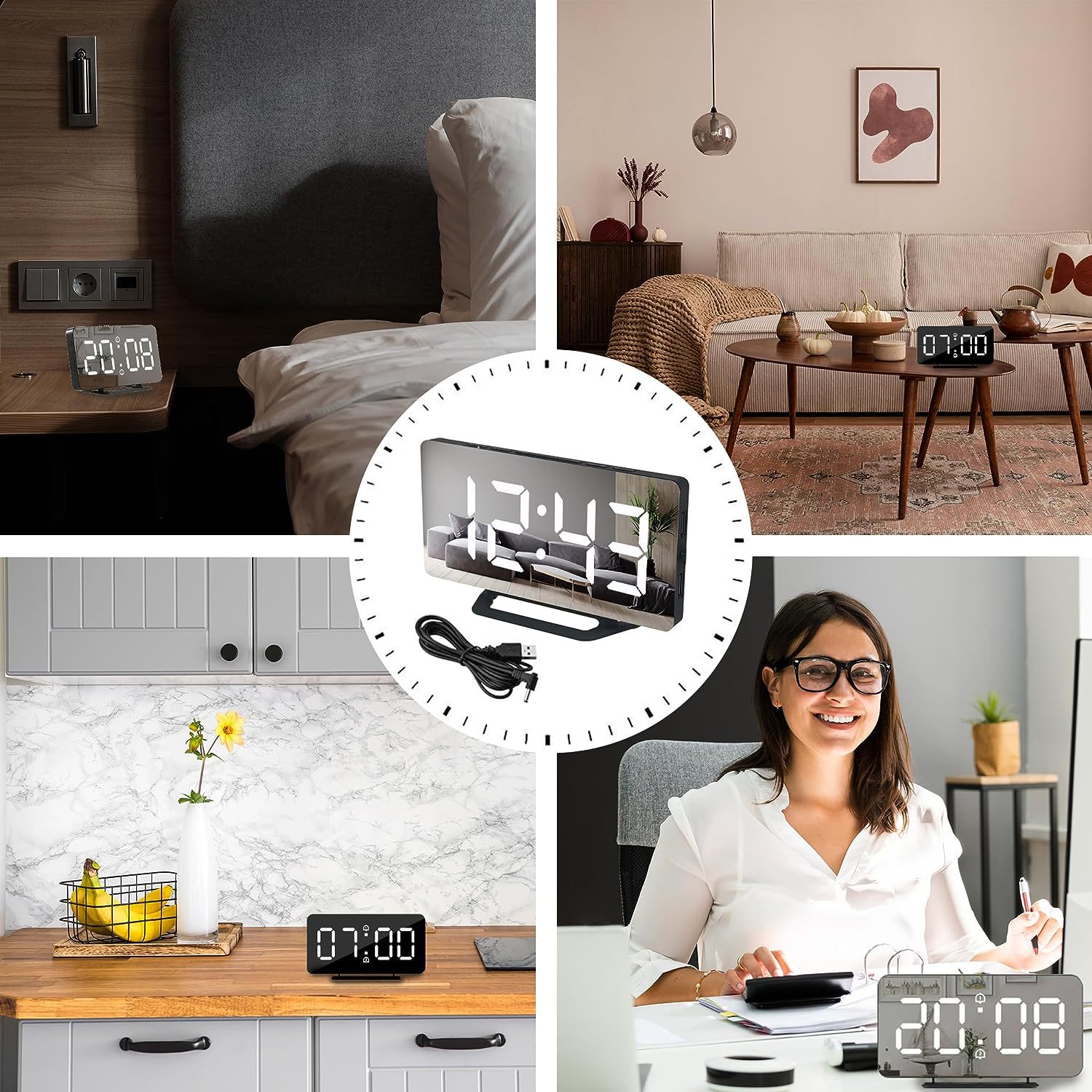 Cross-Border LED multi-function digital electronic clock desktop children mute student special alarm clock manufacturer