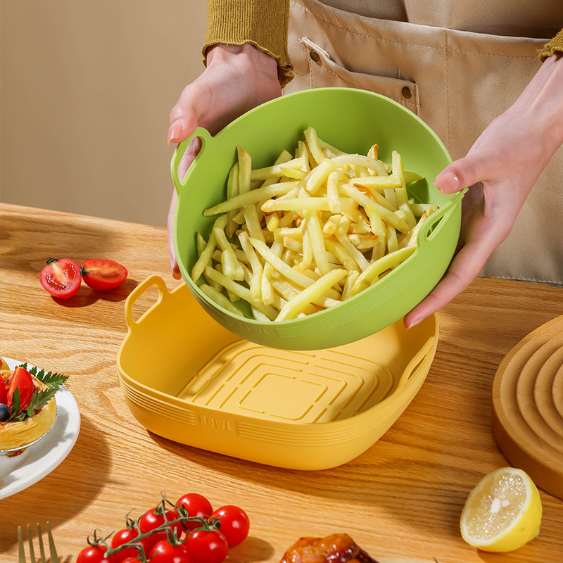 Air Fryer Bowl special silicone bowl baking bowl oven binaural high temperature resistant household baking tray round fruit salad bowl