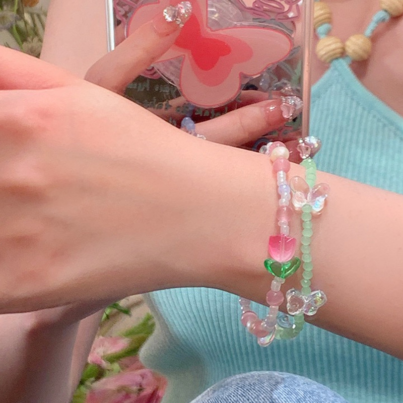 Summer atmosphere versatile colorful beaded tulip bracelet female ins niche design star bestie jewelry