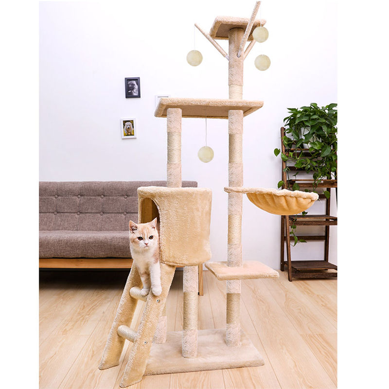 5層猫クライミングフレーム猫の巣麻柱統合ラックマルチジャンププラットフォーム家族のおもちゃ用品|undefined