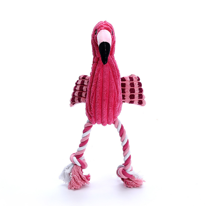 Pet toy plush sound Flamingo dog molar puzzle corduroy dog toy factory direct sales