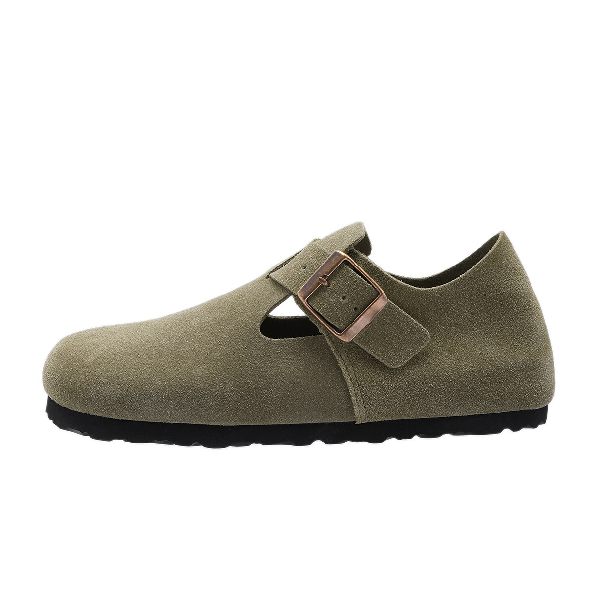 Sanxi same style cowhide all-inclusive Boken shoes genuine leather cork thick sole hidden height increasing Boken shoes men's and women's same style peas shoes