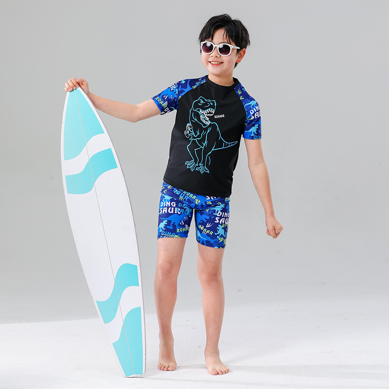 Children's swimsuit boys' two-piece swimsuit middle and big children's swimming trunks hot spring sun protection professional swimsuit factory direct sales