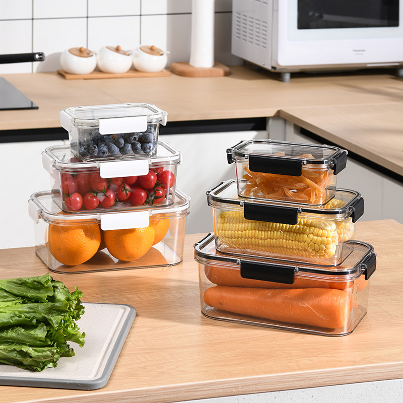 Food grade plastic crisper refrigerator special large capacity rectangular fruit Bento Box storage transparent sealed box