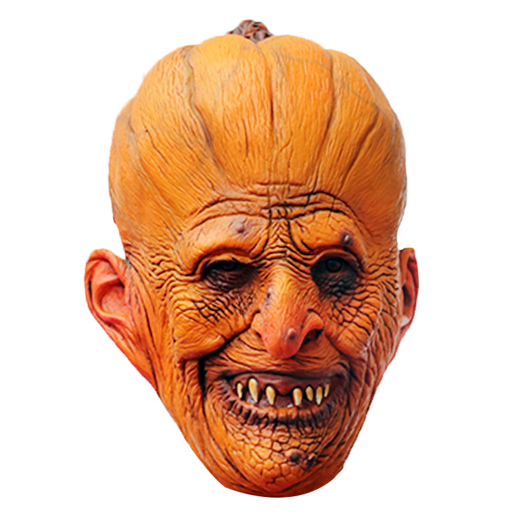 Halloween horror mask Easter haunted house dress up latex pumpkin mask funny party trick props