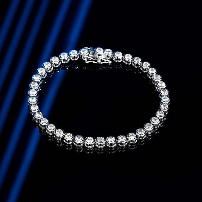3mm10分泡ドリル莫桑ドリルブレスレット女純銀ins小衆デザインシンプル気質満ドリルクロスボーダーアクセサリー|undefined