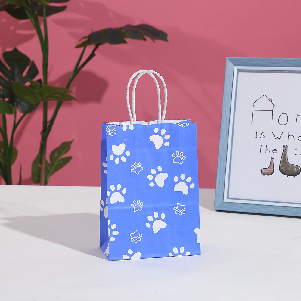 Cartoon dog claw bag printing party birthday gift bag wholesale candy Kraft paper bag packaging bag