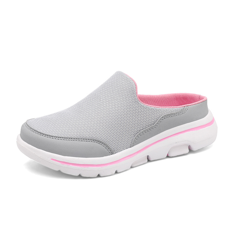 2024 Summer and Autumn Baotou Color Matching Half-support Women's Shoes Cross-border Multicolor Mesh Casual Shoes Lazy Slippers Cross-border Amazon