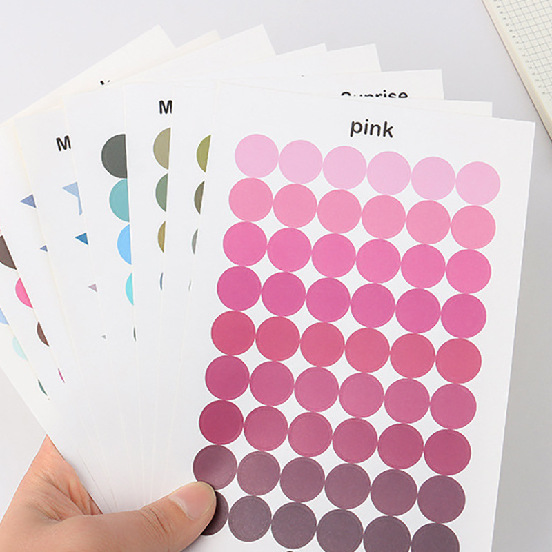 Morandi Color Decorative Sealing Sticker Simple Dot Gradient Love Cartoon Hand Account Card Mobile Phone Creative Sticker