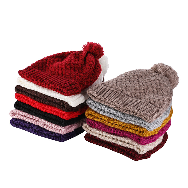 Unisex salli mood talvine samet kootud mütsikomplekt karusnahast pallimütsi soe ühevärviline kaelakomplekt _voghion.com