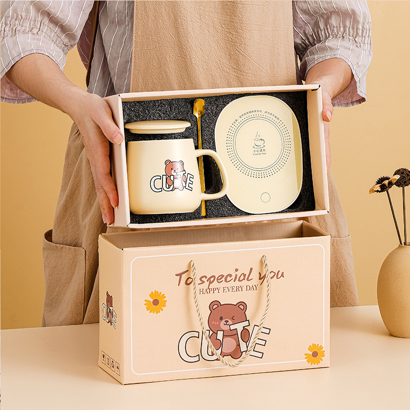 Warm Constant Temperature Cup Set Water Cup Ceramic Cup Cup Mug Gift Box Opening Creative Small Gift Accompanying Gift