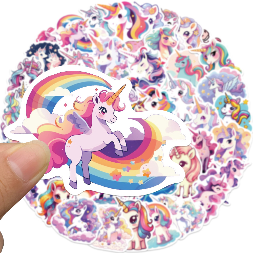 50 cartoon unicorn graffiti stickers guitar notebook luggage DIY waterproof stickers cross-border wholesale