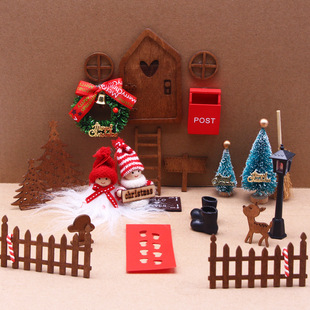 Cross-border Hot Dollhouse Doll House Original Wood Color Elf Door Set Microscale Scene Simulation Model