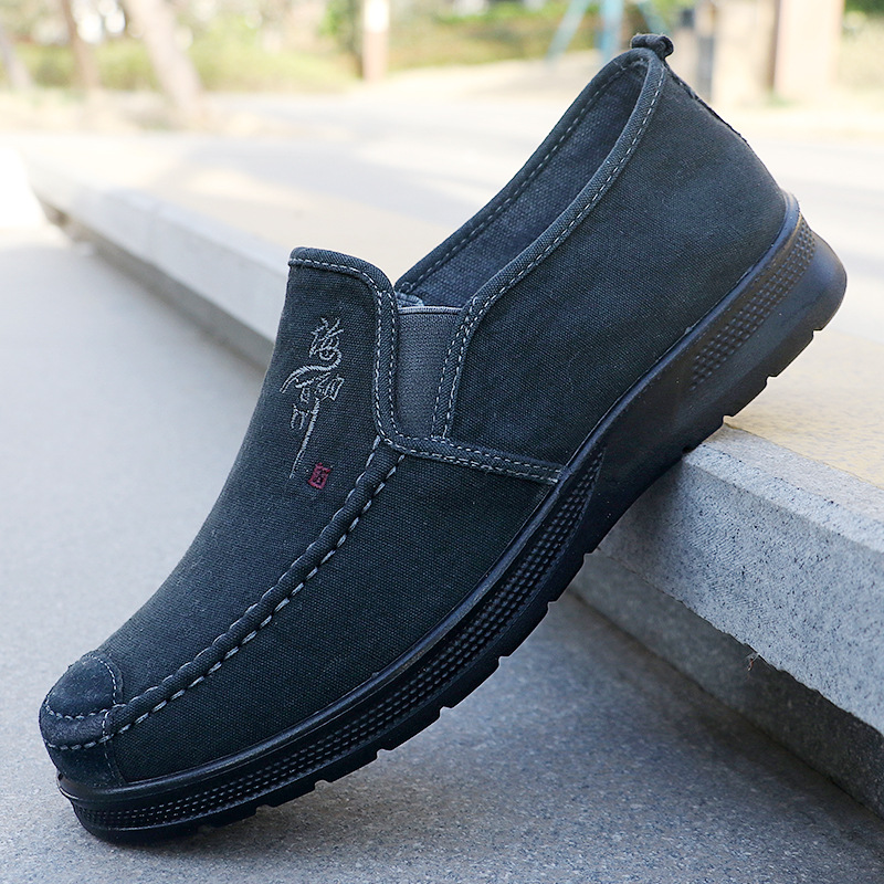 2024 Spring Polyurethane Men's Shoes Old Beijing Cloth Shoes Canvas Shoes Men's Sports Casual Single-layer Shoes Breathable Work Shoes