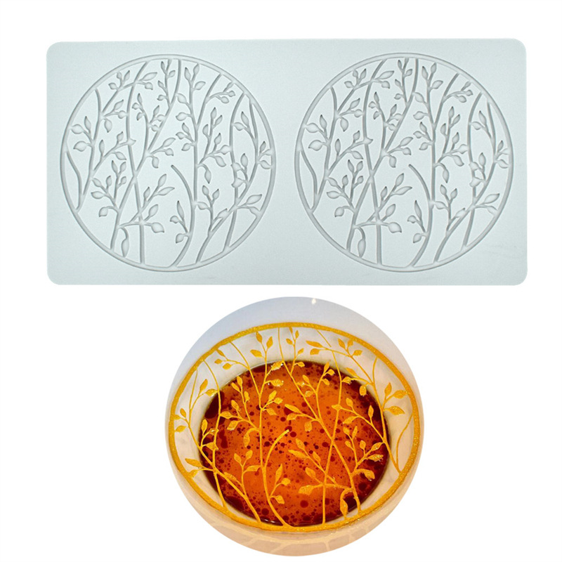 Round wreath flip sugar lace pad hollow floral coral pendulum silicone mold molecular cuisine printing pad