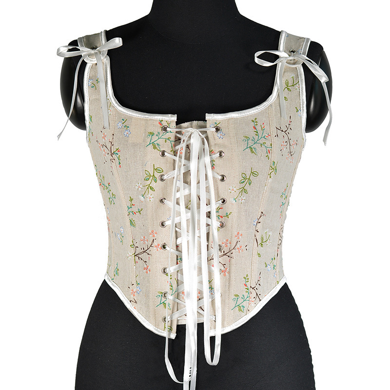 21639フランスの小さな砕花は魚の骨の胸の服の短いチョッキのbustier cropの早春の新型を持ちます。|undefined