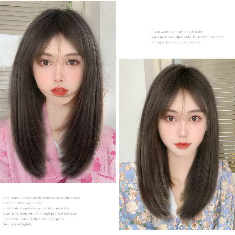 Wig Women's Long Hair One-piece Fluffy Clavicle Hair Extending Patch for Hair Expansion Invisible Traceless Wig Hair Extending Patch