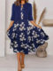 2023 European and American Amazon autumn new women's long dress two-piece set flowers and plants printed round neck dress coat for women