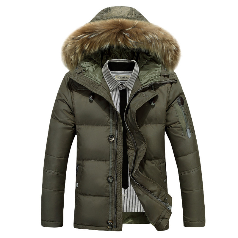 Cross-border exclusive new men's down jacket Korean-style thickened raccoon fur collar men's down jacket fashionable one-piece delivery