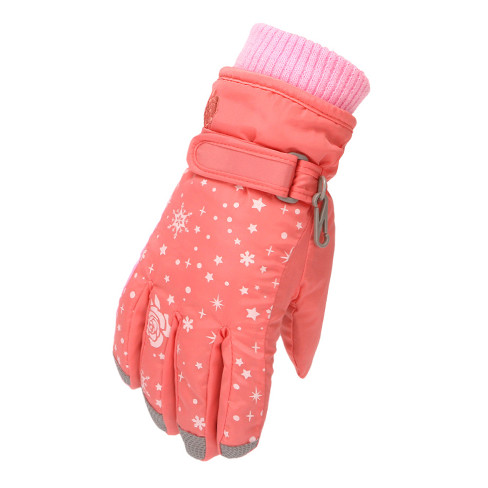 Children's Ski Gloves Korean Style Girl's Rose Embroidered Finger Anti-cold Snow Winter Gloves New